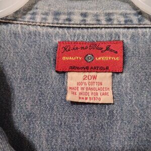 Ki-Ko-Mo Vintage 90s Denim Long Sleeve ZIP FRONT SHIRT/JACKET-20W- READ DESCRIPT